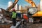 Excavator destroyer removes debris under worker control