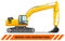 Excavator. Detailed illustration of heavy mining machine and construction equipment. Vector illustration.