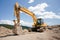 Excavator, digger, earthmover at construction site