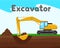 Excavator digs a hole in nature. Construction machinery