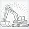 Excavator Doodle Backhoe Digger Handdrawing Sketch Construction Vector