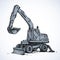 Excavator drawing on white background