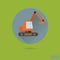 Excavator Flat Design Vector Icon