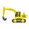 Excavator flat icon, transport and vehicle, digger