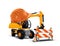 Excavator with Hard Helmet