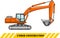 Excavator. Heavy construction machine. Vector