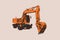 Excavator. Isolated. Special equipment. Construction machinery. Vector illustration.