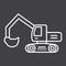 Excavator line icon, transport and vehicle, digger