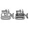 Excavator line and solid icon, heavy equipment concept, Backhoe sign on white background, Excavator with scoop icon in