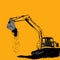 Excavator loader earth construction machine line art