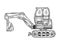 Excavator machine sketch engraving vector