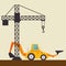 Excavator machine with under construction icon