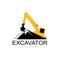 Excavator and mountain logo free vector