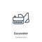 Excavator outline vector icon. Thin line black excavator icon, flat vector simple element illustration from editable construction