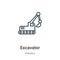 Excavator outline vector icon. Thin line black excavator icon, flat vector simple element illustration from editable industry