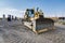 Excavator performing earthworks work in the expansion works of the Madrid-Segovia-Valladolid highway