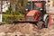 Excavator removes the sand