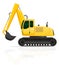 Excavator for road works vector illustration