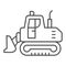Excavator with scoop thin line icon, heavy equipment concept, Earth heavy digger sign on white background, Backhoe