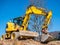 Excavator shovel bulldozer machine Image