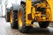 Excavator standing at pavement ready to work