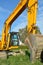 Excavator starts excavation work - closeup