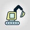 Excavator vehicle isolated flat icon