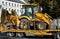 Excavator vehicle on a trailer