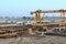 Excavator working at construction of a new metro line. Contractor digding the tunnel subway and railway station platform