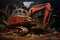 Excavator working on a construction site. Construction works