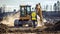Excavator working on a construction site. Heavy duty construction equipment