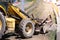 Excavator working to repair tram rails