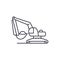 Excavator works line icon concept. Excavator works vector linear illustration, symbol, sign