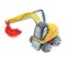 Excavator yellow cute watercolor illustration