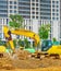 Excavators bulldozer industrial city Singapore