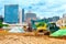 Excavators at construction site, Singapore