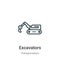 Excavators outline vector icon. Thin line black excavators icon, flat vector simple element illustration from editable