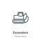 Excavators outline vector icon. Thin line black excavators icon, flat vector simple element illustration from editable