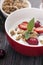 Excellent breakfast. Breakfast cereal with yoghurt and strawberries