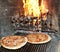 excellent fragrant pizza baked in a wood fireplace with a wood-burning oven 3