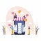 Excellent user experience customer satisfaction concept with people enjoy mobile shopping and share five star reviews. Positive