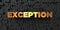 Exception - Gold text on black background - 3D rendered royalty free stock picture