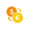 Exchange currency icon vector template. dollar to euro exchange currency sign design