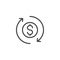 Exchange dollar currency outline icon