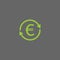 Exchange euro icon, lime, green color, gray background. Vector, sign.