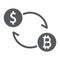 Exchange glyph icon, bitcoin and money