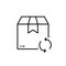Exchange Package of Delivery Service Line Icon. Arrow Back Shipping Return Goods Symbol. Return Parcel Box Outline