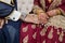 Exchange of wedding rings on Asian wedding