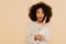 excited african american preteen girl with