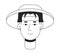 Excited asian man smiling monochrome flat linear character head